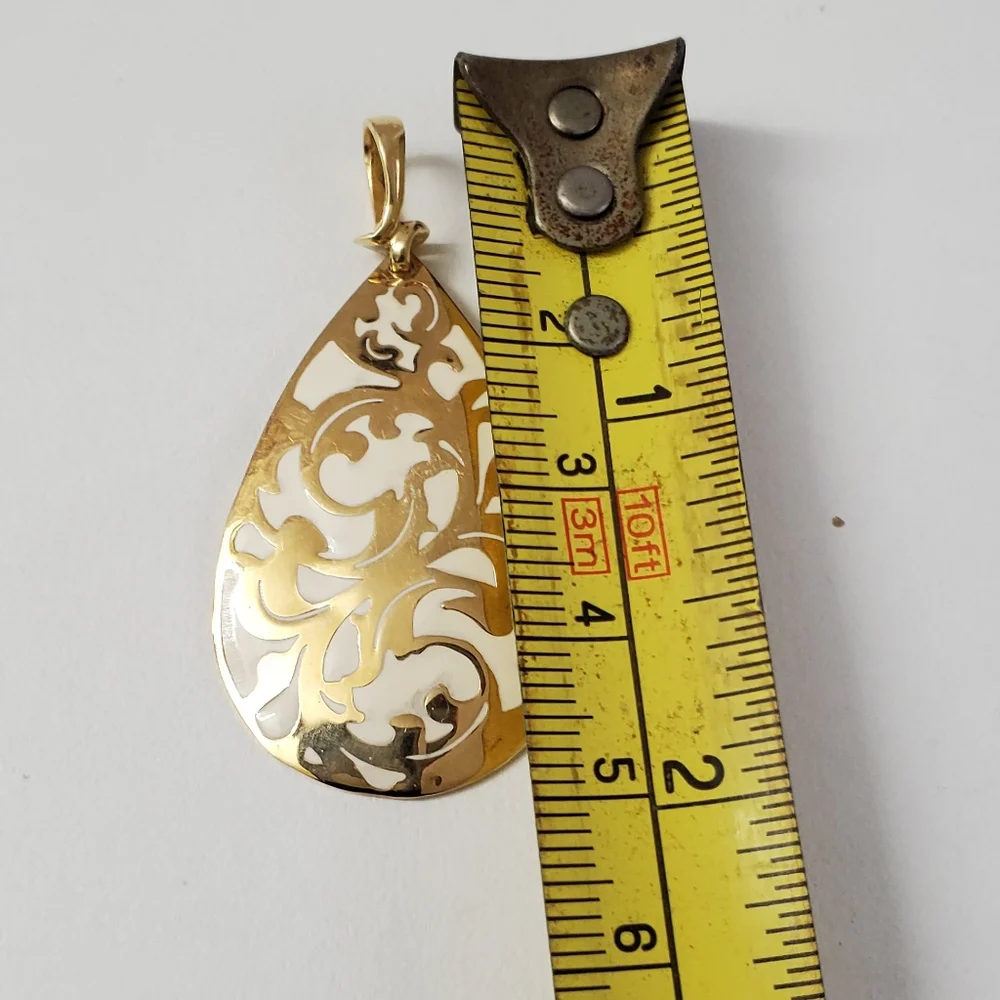 14K Gold and Enamel Teardrop Pendant – A Modern Fusion of Art and Elegance